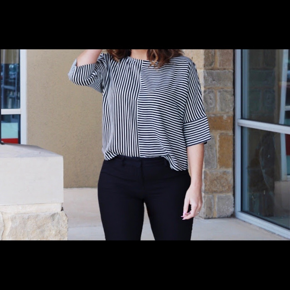 Stripes modern silky fabric blouse! Beautiful